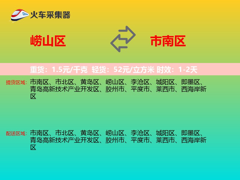 崂山区到市南区物流专线