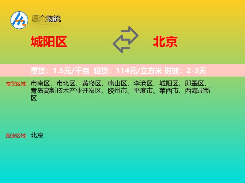城阳区到北京物流专线