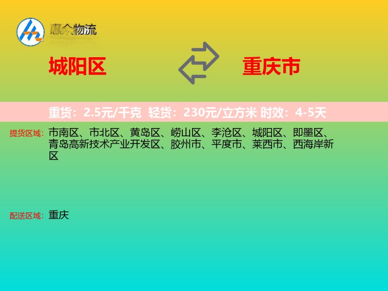 城阳区到重庆市长途搬家