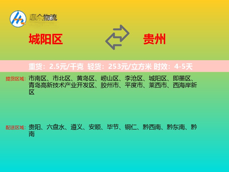 城阳区到贵州长途搬家