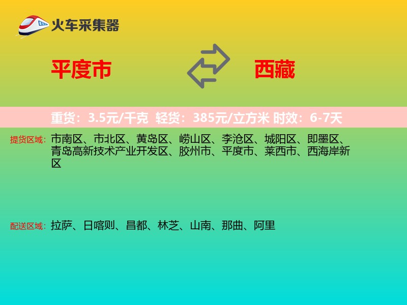 平度市到西藏轿车托运