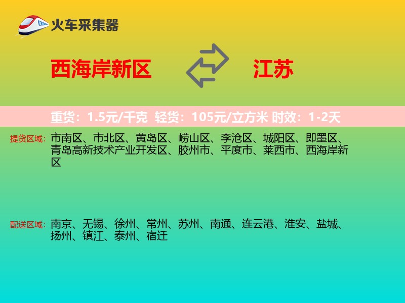 西海岸新区到江苏物流专线