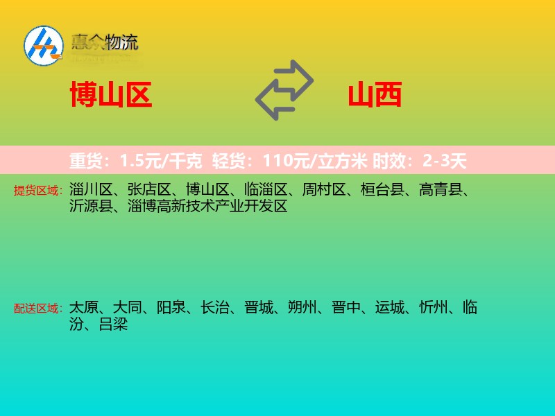 博山区到山西物流专线