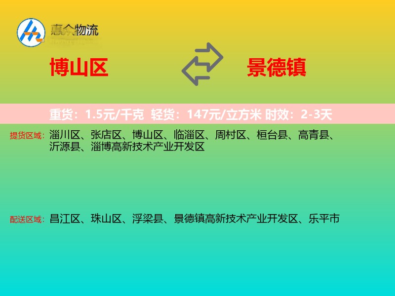 博山区到景德镇物流专线