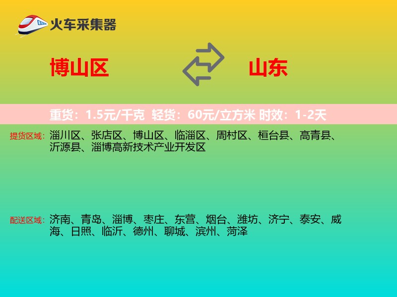 博山区到山东物流专线
