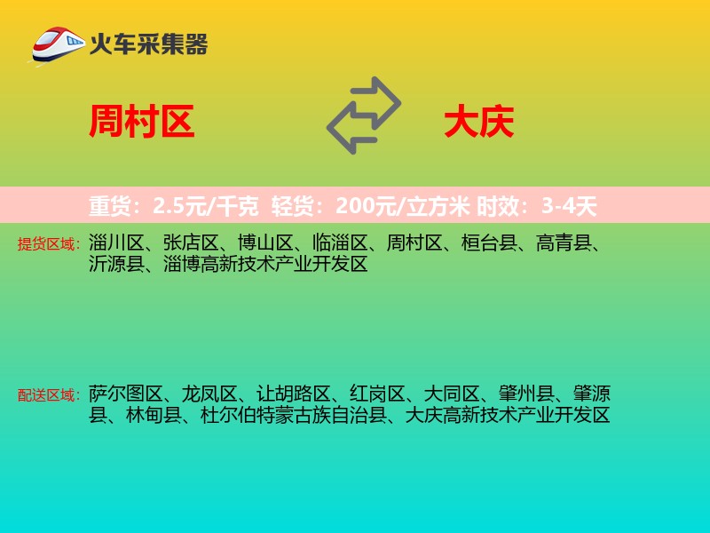 周村区到大庆物流专线