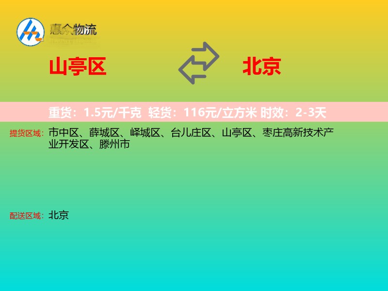 山亭区到北京物流专线