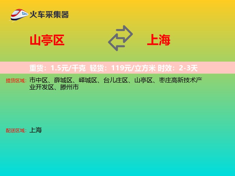 山亭区到上海物流专线
