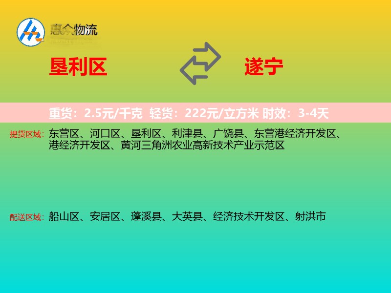 垦利区到遂宁物流专线