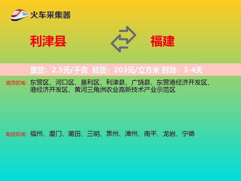 利津县到福建物流专线