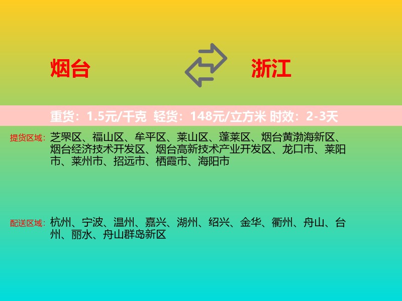 烟台到浙江长途搬家