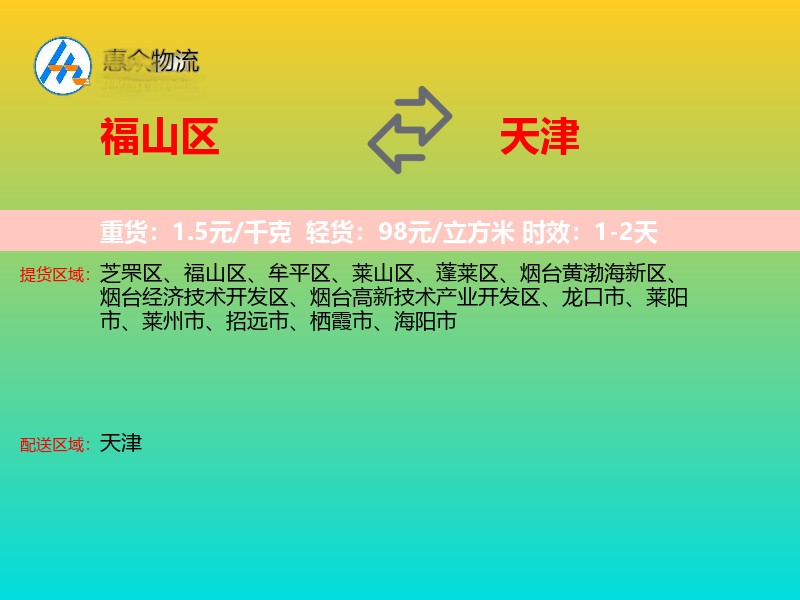 福山区到天津物流专线