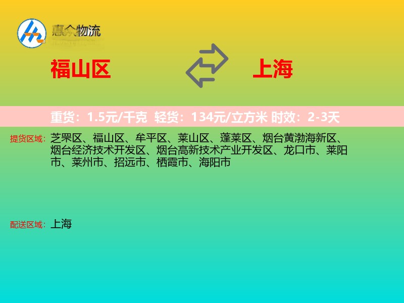福山区到上海物流专线
