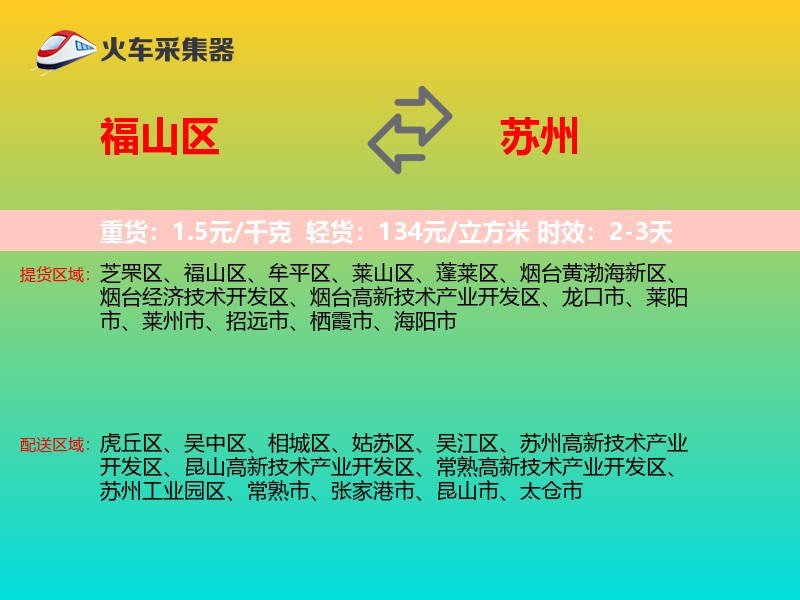 福山区到苏州物流专线