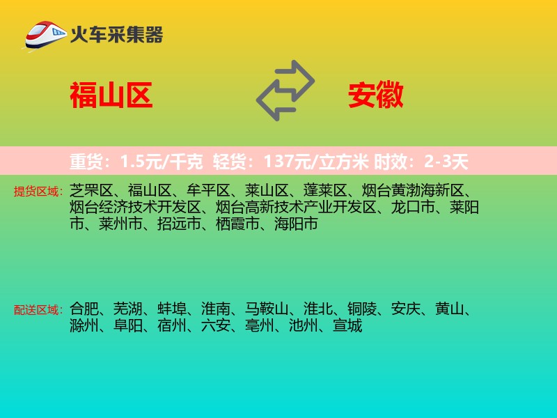 福山区到安徽物流专线