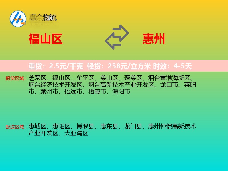 福山区到惠州物流专线