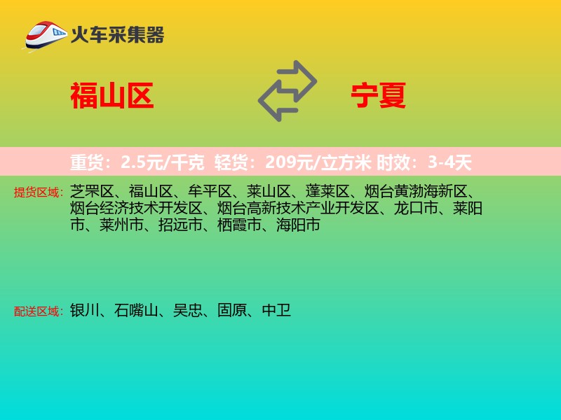 福山区到宁夏物流专线