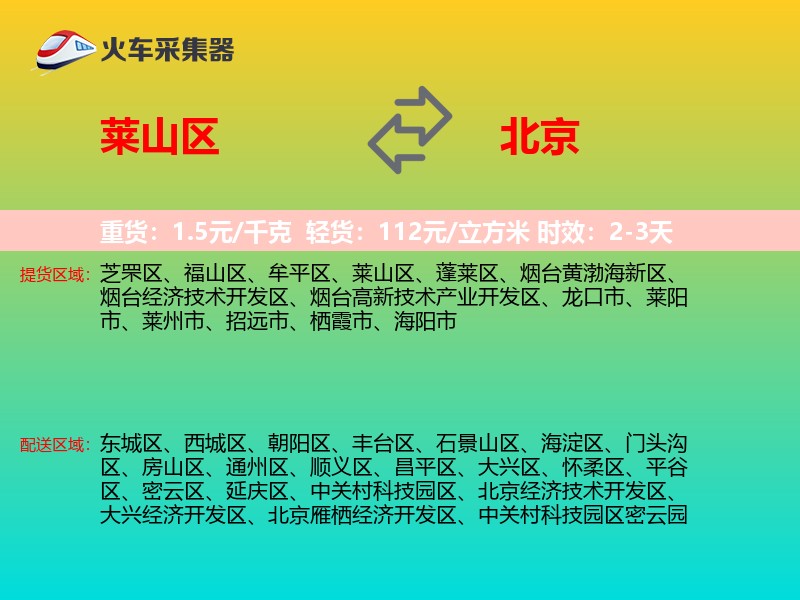 莱山区到北京物流专线