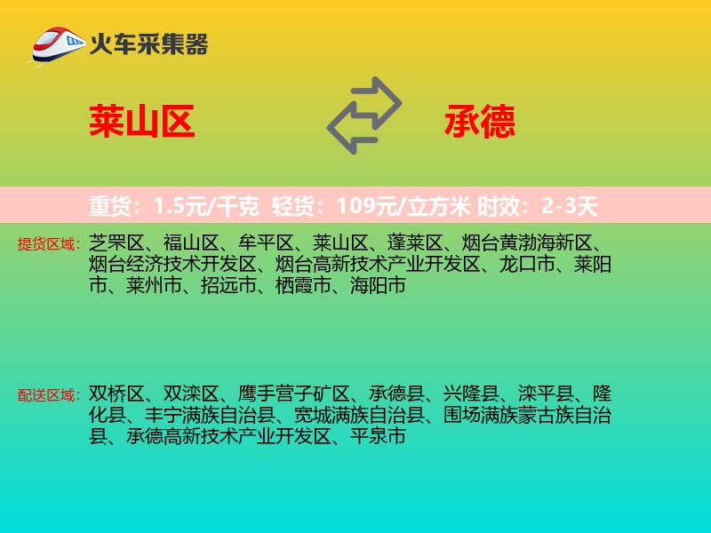 莱山区到承德物流专线