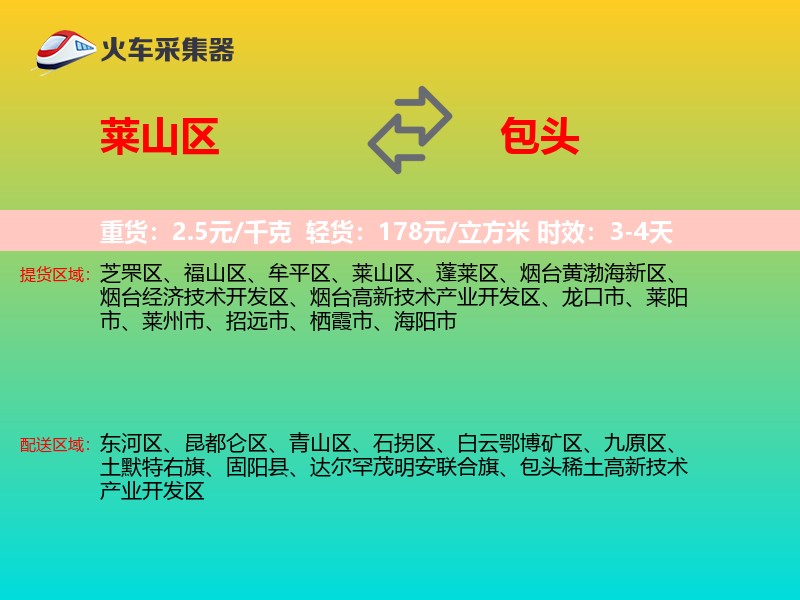 莱山区到包头物流专线