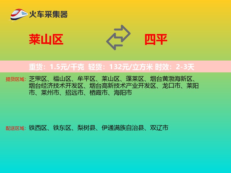莱山区到四平物流专线