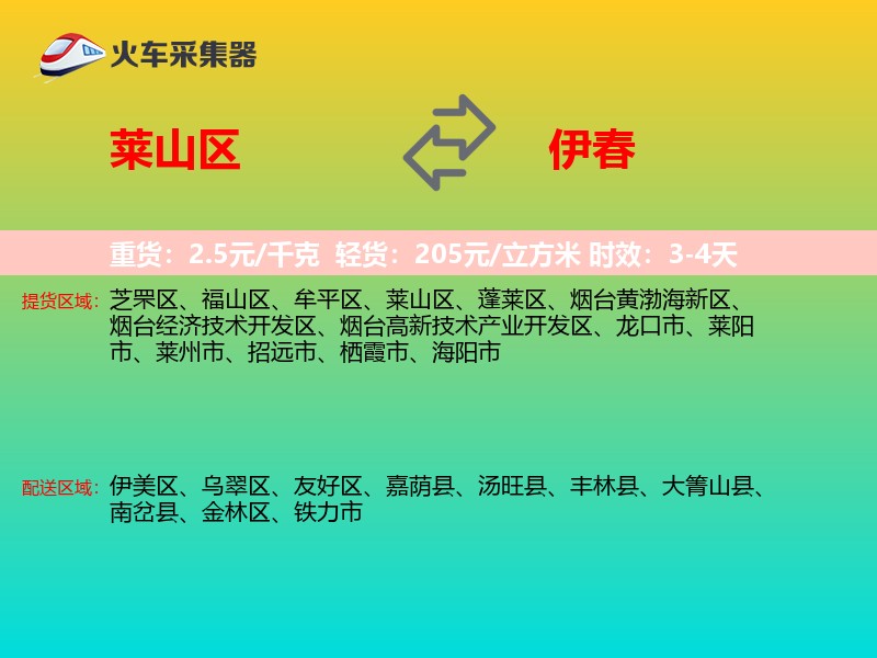 莱山区到伊春物流专线