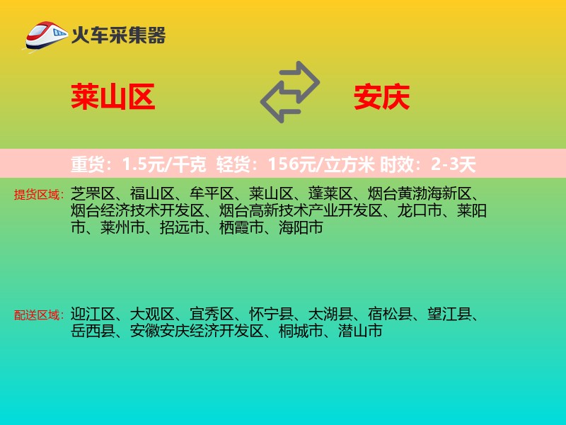 莱山区到安庆物流专线