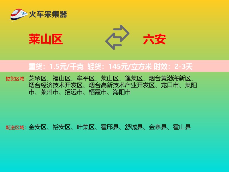 莱山区到六安物流专线