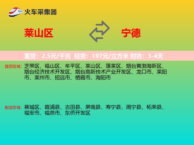 莱山区到宁德物流专线