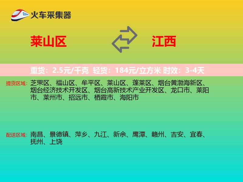 莱山区到江西物流专线