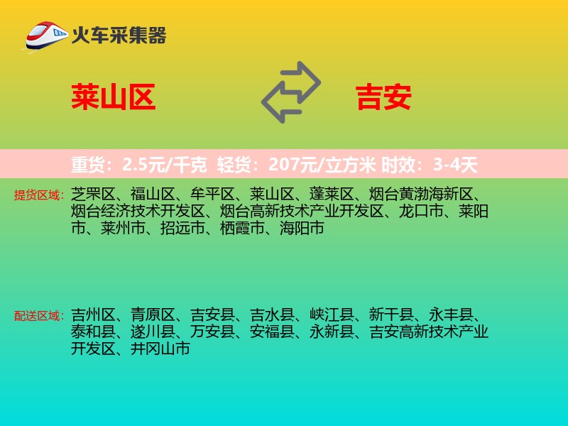 莱山区到吉安物流专线