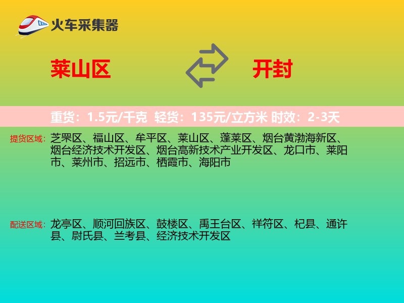 莱山区到开封物流专线