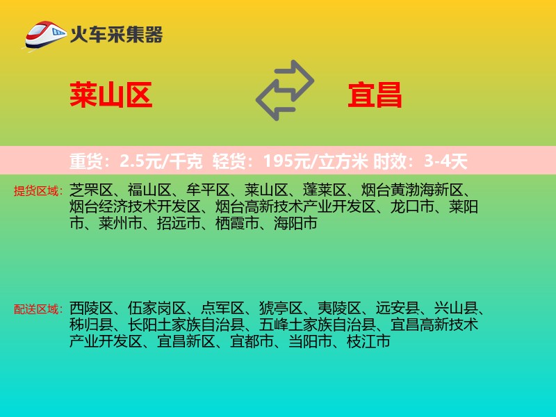 莱山区到宜昌物流专线