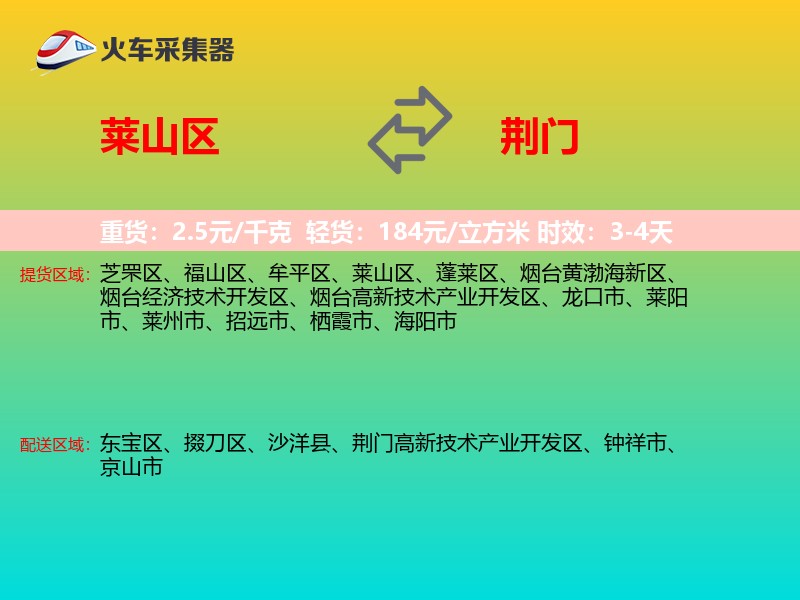 莱山区到荆门物流专线