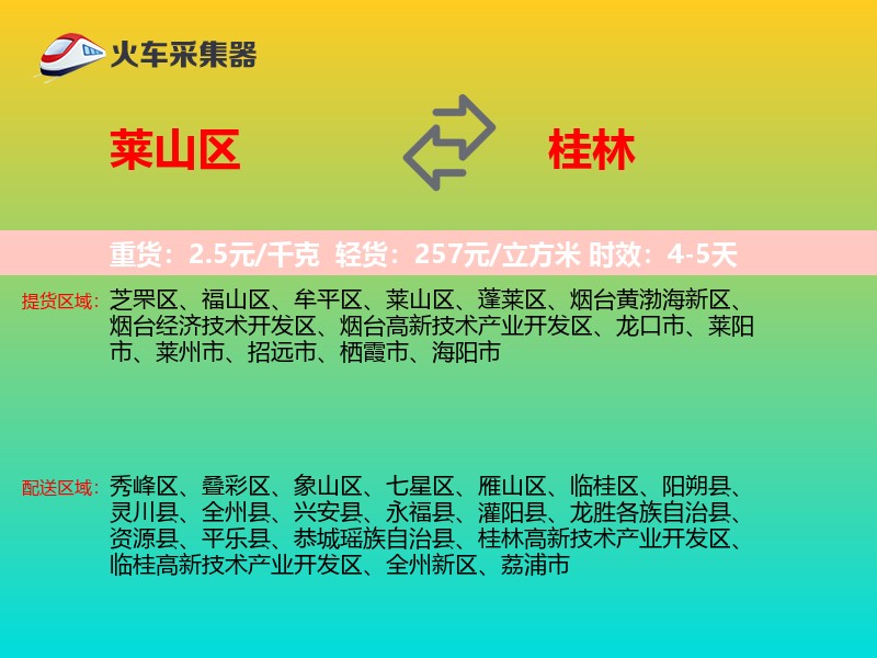 莱山区到桂林物流专线