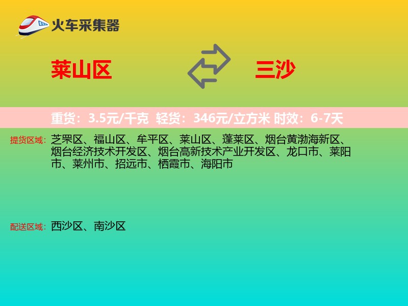 莱山区到三沙物流专线