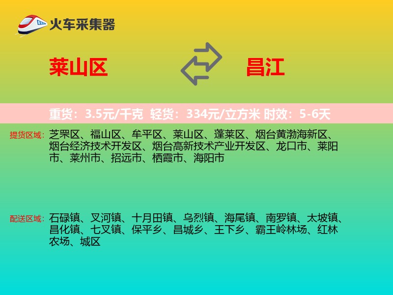 莱山区到昌江物流专线