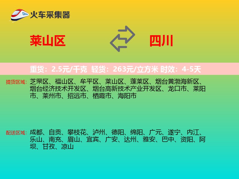 莱山区到四川物流专线
