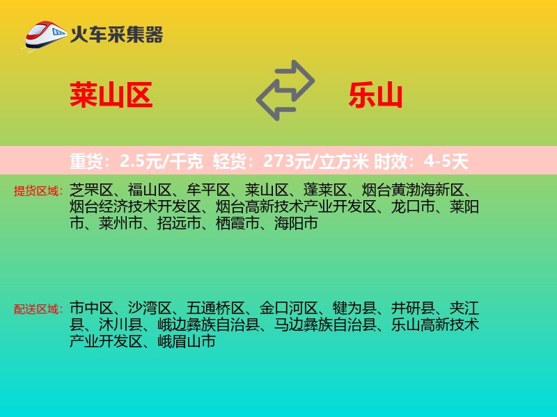 莱山区到乐山物流专线
