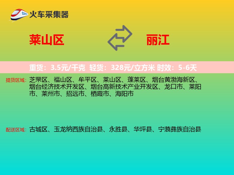 莱山区到丽江物流专线