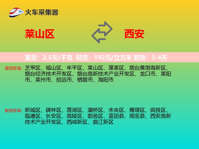 莱山区到西安物流专线