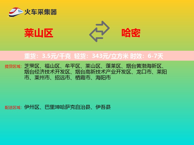 莱山区到哈密物流专线