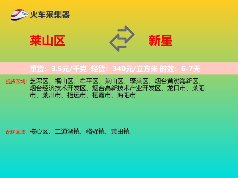 莱山区到新星物流专线