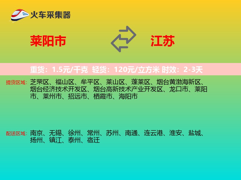 莱阳市到江苏物流专线