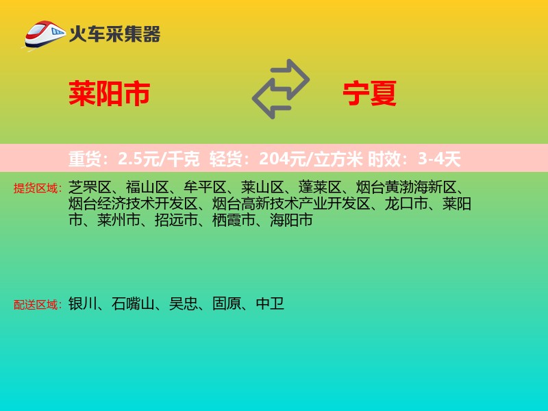 莱阳市到宁夏物流专线