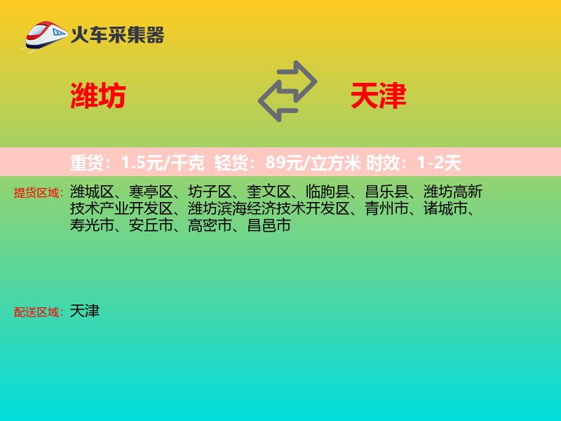 潍坊到天津物流专线