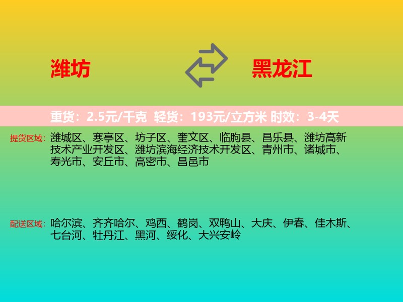 潍坊到黑龙江长途搬家