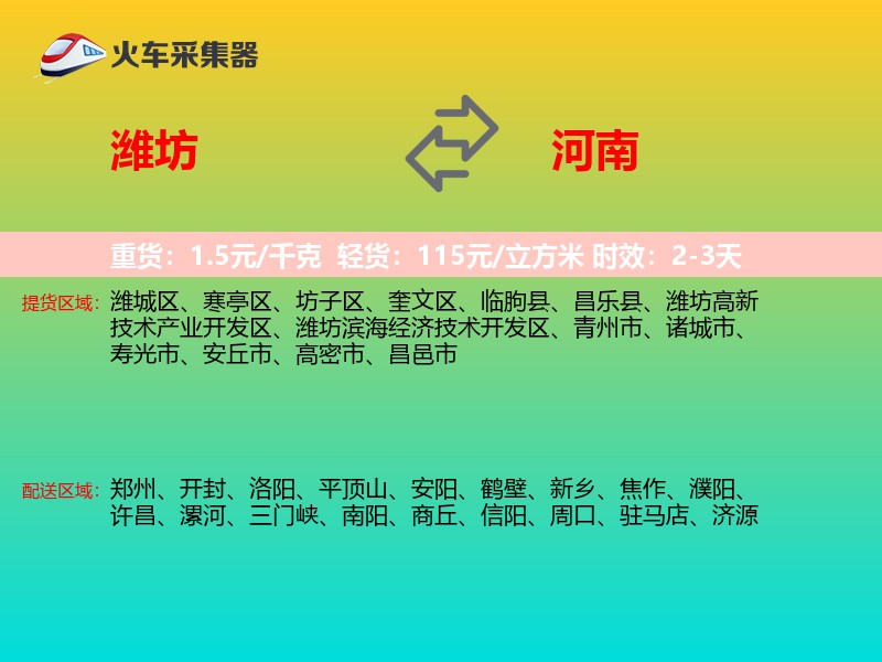 潍坊到河南物流专线
