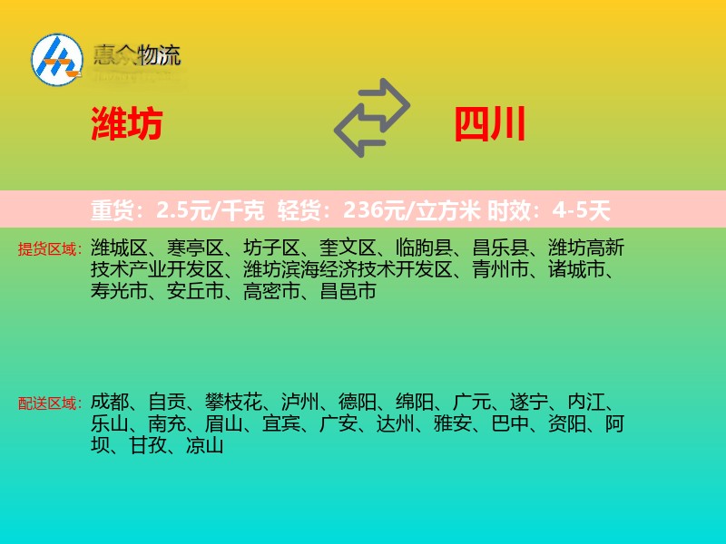 潍坊到四川长途搬家