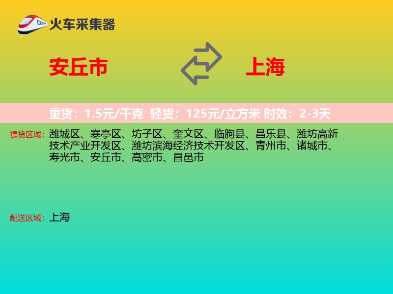 安丘市到上海物流专线